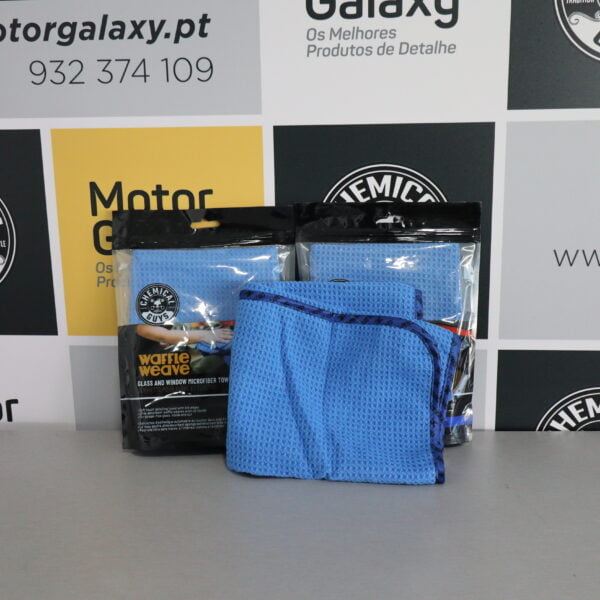 Waffle Weave Glass &  Window Microfiber Towel Blue